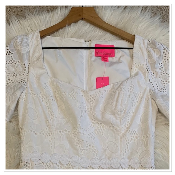 NWT Lilly Pulitzer Bonni Dress White Jumbo Bouquet Eyelet Size 2 - Picture 3 of 15